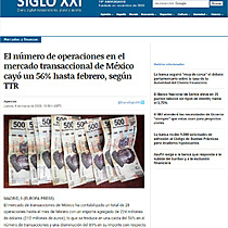 El nmero de operaciones en el mercado transaccional de Mxico cay un 56% hasta febrero, segn TTR